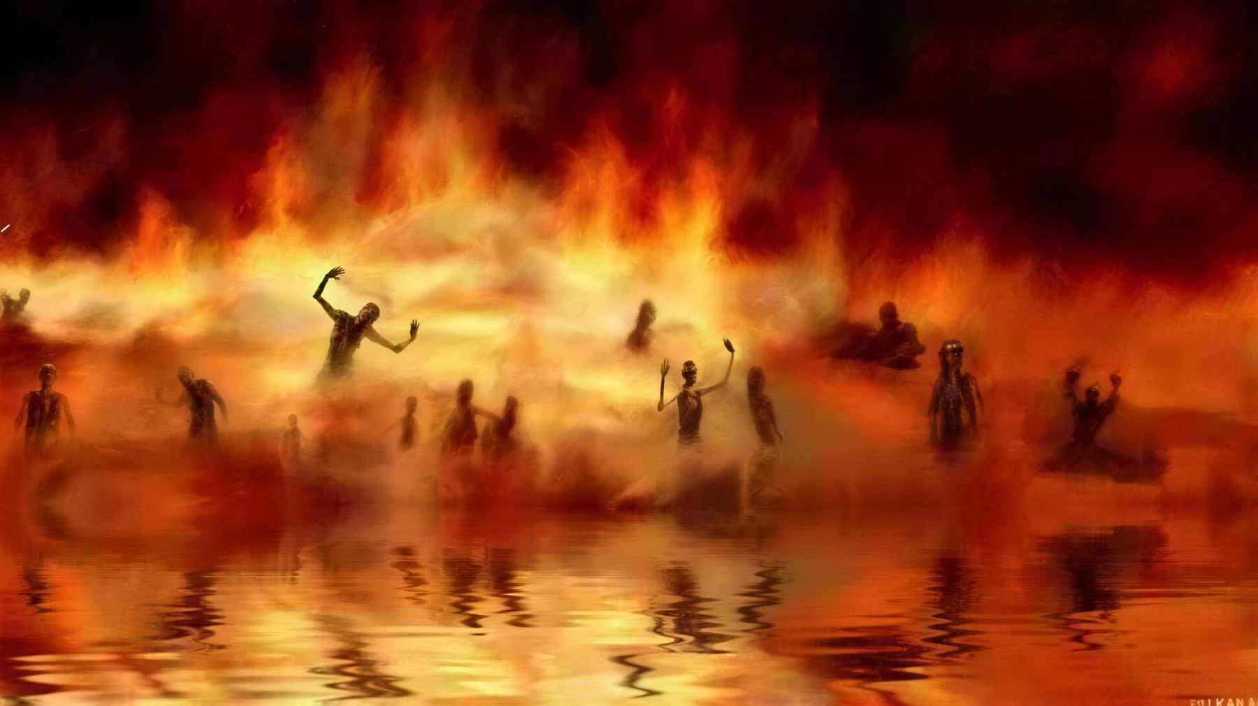 Figures in fire